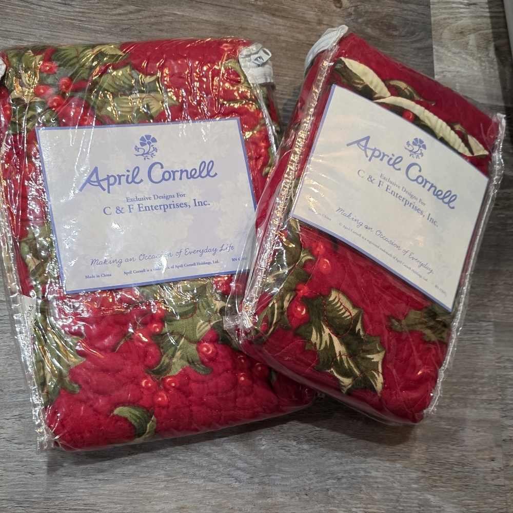 April Cornell Festive Red and Green Holiday Sham